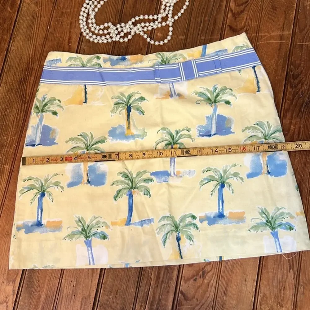 Women’s preppy mini skirt palm trees Molly B yellow size 8 made in USA - Picture 3 of 7